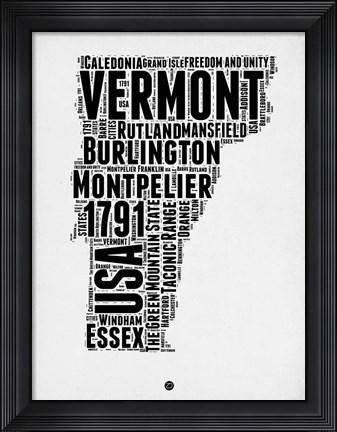 Framed Vermont Word Cloud 2 Print
