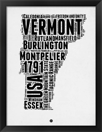 Framed Vermont Word Cloud 2 Print