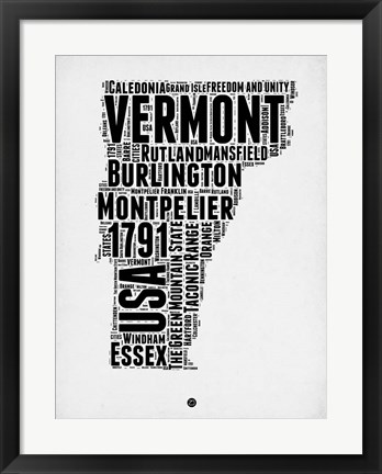 Framed Vermont Word Cloud 2 Print
