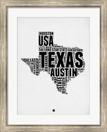 Framed Texas Word Cloud 2 Print