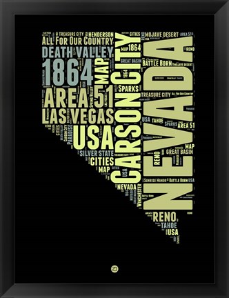 Framed Nevada Word Cloud 1 Print