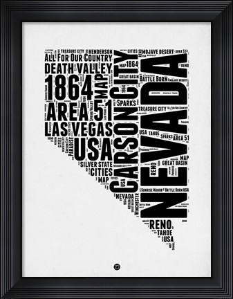 Framed Nevada Word Cloud 2 Print
