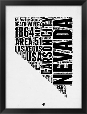 Framed Nevada Word Cloud 2 Print