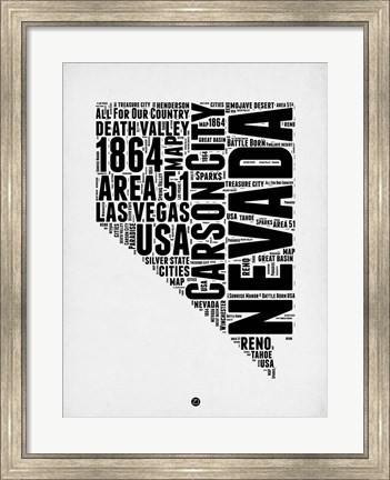 Framed Nevada Word Cloud 2 Print