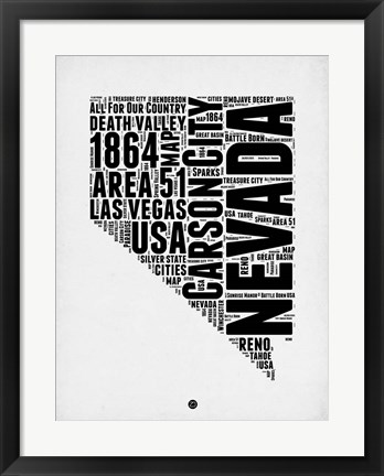 Framed Nevada Word Cloud 2 Print