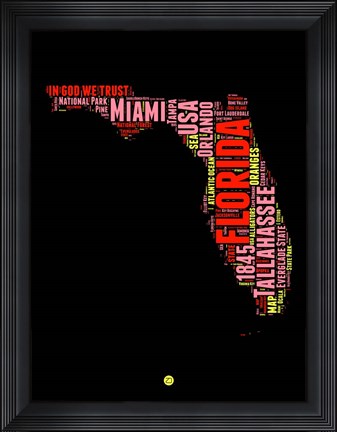 Framed Florida Word Cloud 1 Print