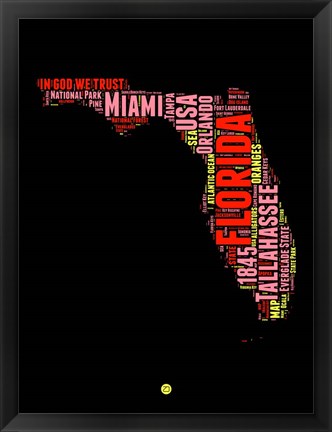 Framed Florida Word Cloud 1 Print