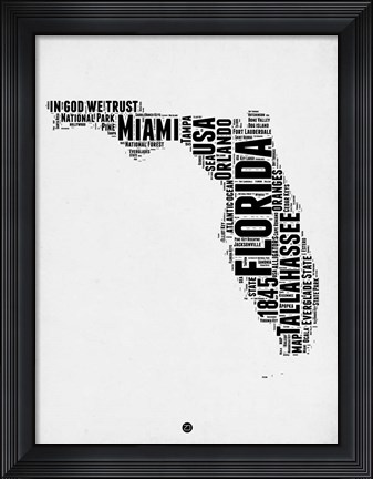 Framed Florida Word Cloud 2 Print
