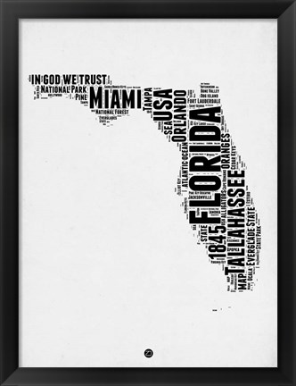 Framed Florida Word Cloud 2 Print