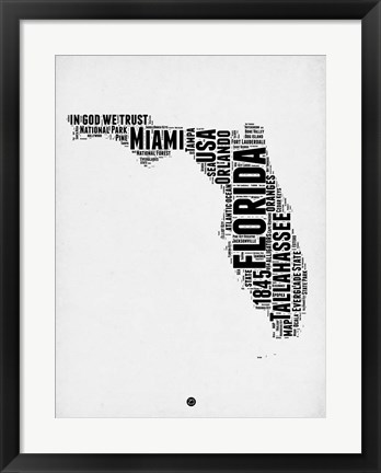 Framed Florida Word Cloud 2 Print