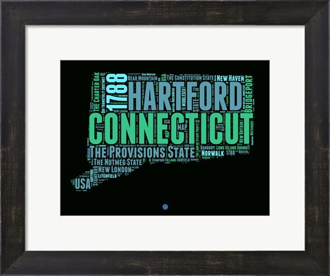 Framed Connecticut Word Cloud 1 Print