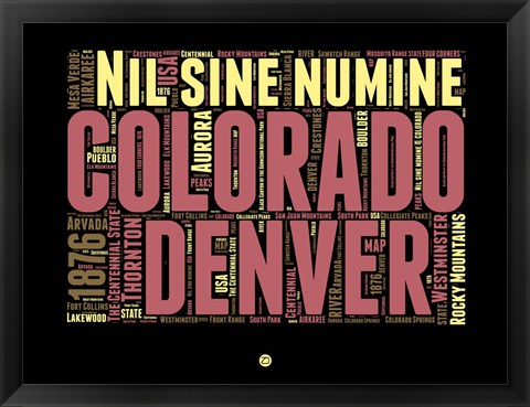 Framed Denver Word Cloud 1 Print