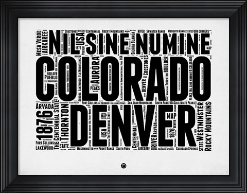 Framed Denver Word Cloud 2 Print