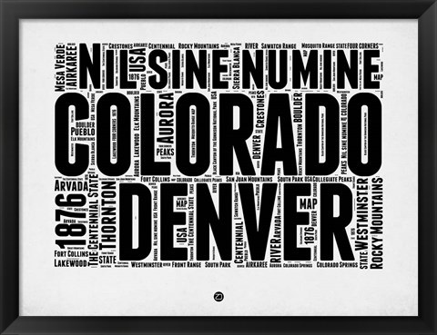 Framed Denver Word Cloud 2 Print