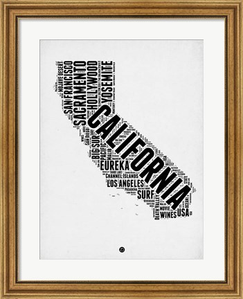 Framed California Word Cloud 2 Print