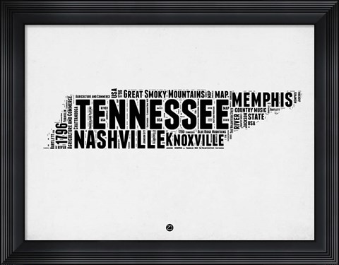 Framed Tennessee Word Cloud 2 Print