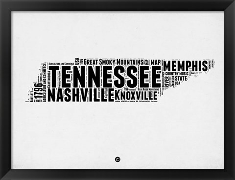 Framed Tennessee Word Cloud 2 Print