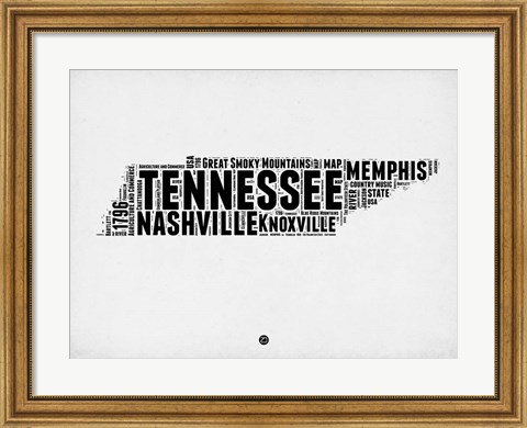 Framed Tennessee Word Cloud 2 Print