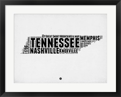 Framed Tennessee Word Cloud 2 Print