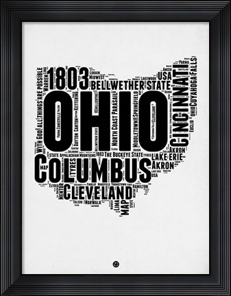 Framed Ohio Word Cloud 2 Print