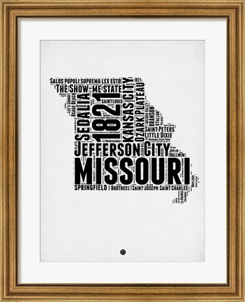 Framed Missouri Word Cloud 2 Print