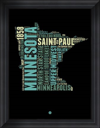 Framed Minnesota Word Cloud 1 Print