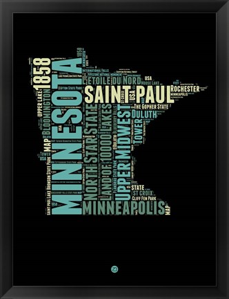 Framed Minnesota Word Cloud 1 Print