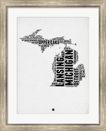 Framed Michigan Word Cloud 2 Print