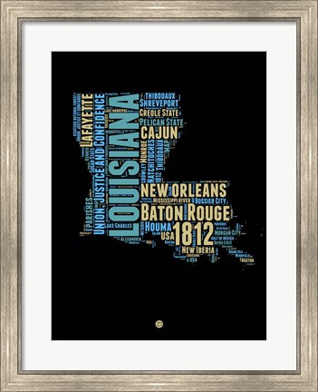 Framed Louisiana Word Cloud 1 Print