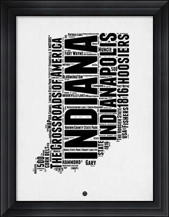 Framed Indiana Word Cloud 2 Print