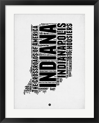 Framed Indiana Word Cloud 2 Print