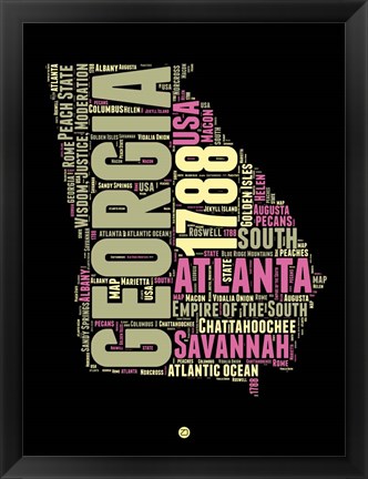 Framed Georgia Word Cloud 1 Print