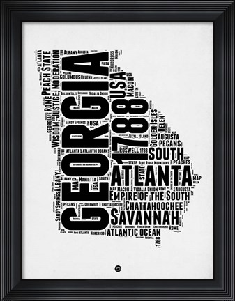 Framed Georgia Word Cloud 2 Print