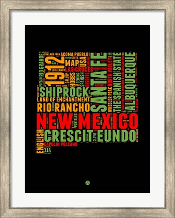 Framed New Mexico Word Cloud 1 Print