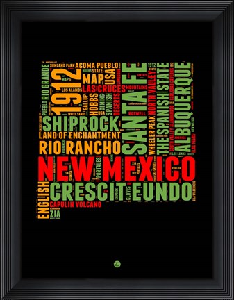 Framed New Mexico Word Cloud 1 Print