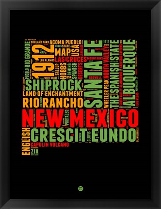 Framed New Mexico Word Cloud 1 Print