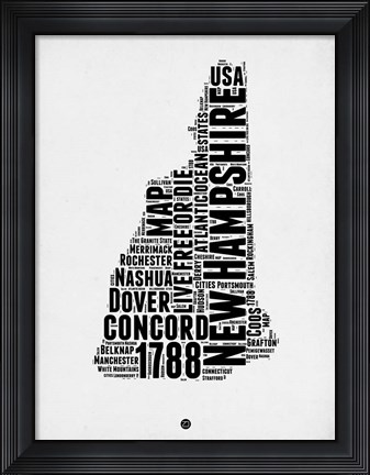 Framed New Hampshire Word Cloud 2 Print
