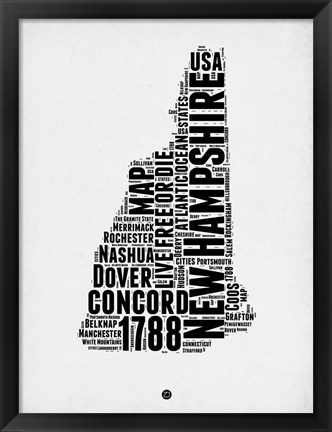 Framed New Hampshire Word Cloud 2 Print