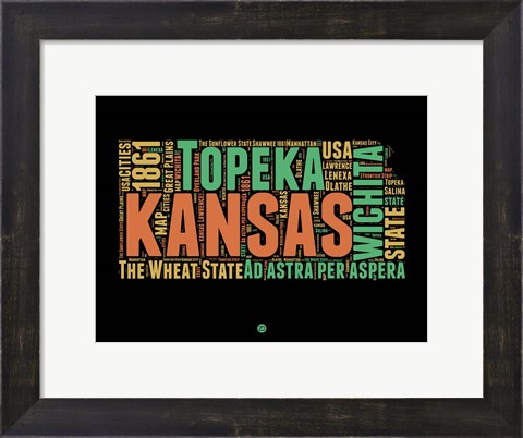 Framed Kansas Word Cloud 1 Print