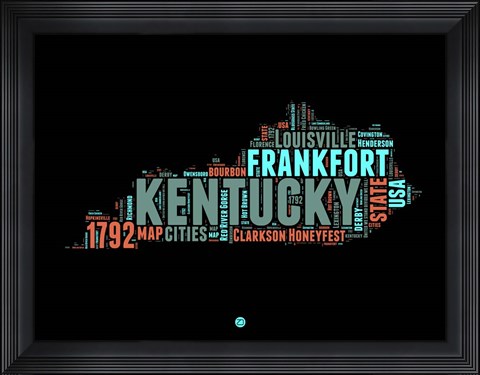 Framed Kentucky Word Cloud 1 Print