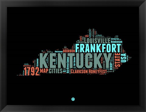 Framed Kentucky Word Cloud 1 Print