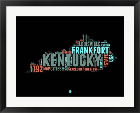 Framed Kentucky Word Cloud 1 Print