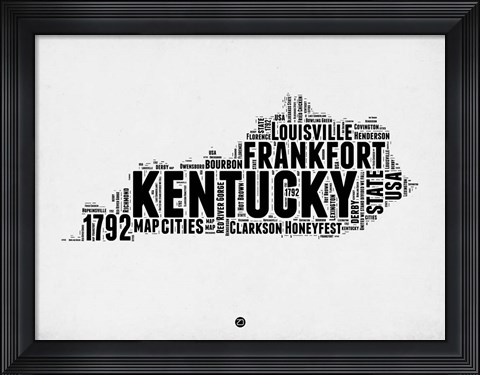 Framed Kentucky Word Cloud 2 Print