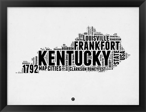 Framed Kentucky Word Cloud 2 Print