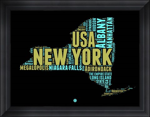 Framed New York Word Cloud 1 Print