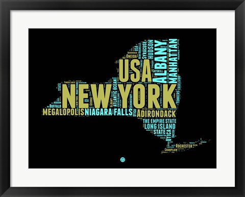 Framed New York Word Cloud 1 Print