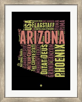 Framed Arizona Word Cloud 1 Print