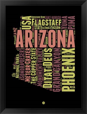 Framed Arizona Word Cloud 1 Print