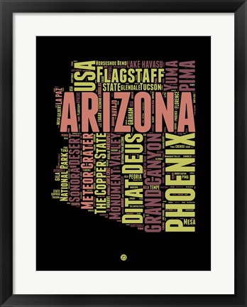 Framed Arizona Word Cloud 1 Print