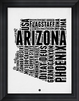 Framed Arizona Word Cloud 2 Print